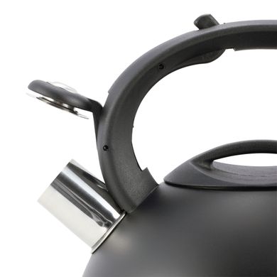 Чайник Ofenbach Чорний 2.5 л з нержавіючої сталі зі свистком і нейлонової ручкою для індукції і газу KM-100302