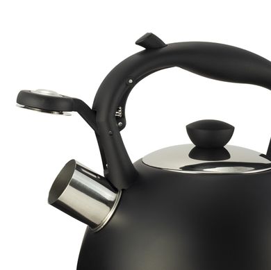 Чайник Ofenbach Чорний 2л з нержавіючої сталі зі свистком і нейлонової ручкою для індукції і газу KM-100300