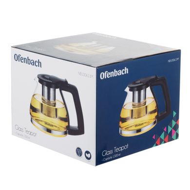 Скляний чайник для заварювання з ситечком Ofenbach KM-100613M - 1.3 л