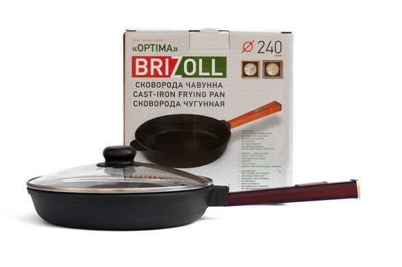 Сковорода чугунная с крышкой Optima-Bordo 240 х 40 мм Brizoll