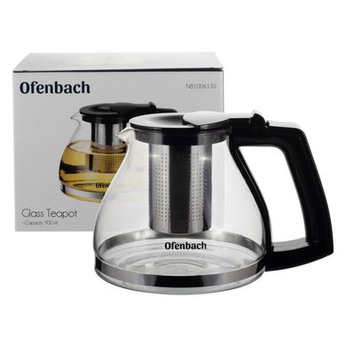 Скляний чайник для заварювання з ситечком Ofenbach KM-100613S - 0.9 л