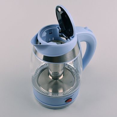 Электрический чайник из стекла с ситечком для заваривания Maestro MR065-г (1.8л) голубой