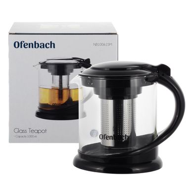 Стеклянный заварочный чайник с ситечком Ofenbach KM-100615M - 1 л