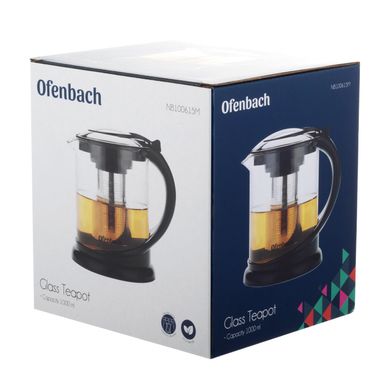 Стеклянный заварочный чайник с ситечком Ofenbach KM-100615M - 1 л