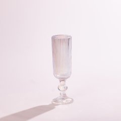 Бокал для шампанского фигурный прозрачный ребристый из толстого стекла набор 6 шт Rainbow