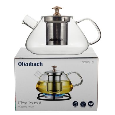 Скляний чайник для заварювання з ситечком Ofenbach KM-100616L - 1 л