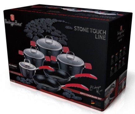 Набір посуду Berlinger Haus Black Stone Touch Line BH-1169 (10 предметів)