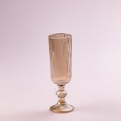 Бокал для шампанского фигурный прозрачный ребристый из толстого стекла набор 6 шт Tea Color