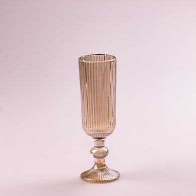 Келих для шампанського фігурний прозорий ребристий з товстого скла набір 6 шт Tea Color