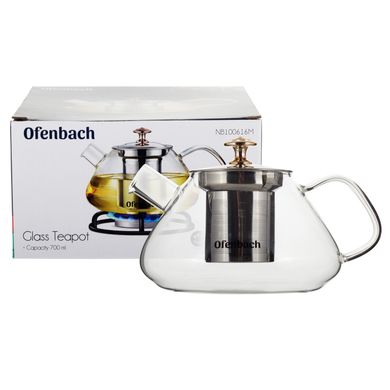 Скляний чайник для заварювання з ситечком Ofenbach KM-100616M - 0.7 л