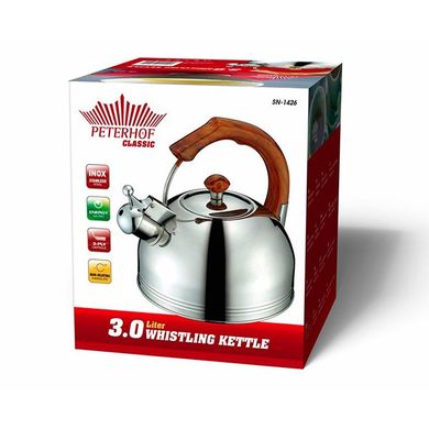 Чайник со свистком Peterhof SN-1426 - 3 л, Металлик