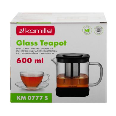Скляний чайник для заварювання зі знімним ситечком Kamille KM-0777S - 600 мл