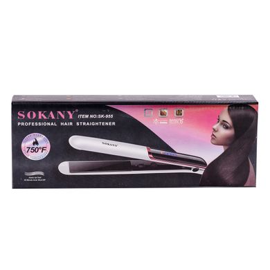 Праска для волосся керамічна 4 режими до 400 градусів, стайлер для вирівнювання волосся й завивання Sokany SK-955 Білий