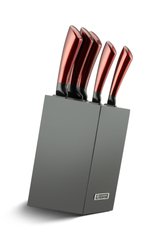 Набор черных ножей с бордовыми ручками в сером бревне Edenberg EB-936 - 6пр