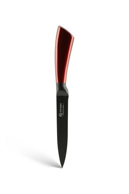Набір чорних ножів з бордовими ручками в сірій колоді Edenberg EB-936 - 6пр