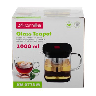 Скляний чайник для заварювання зі знімним ситечком Kamille KM-0778M - 1000 мл