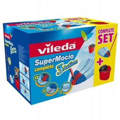 Набор для уборки швабра для мытья пола Vileda V0415 + супер ведро с отжимом Vileda V4064 (4023103072206+4003790105111)
