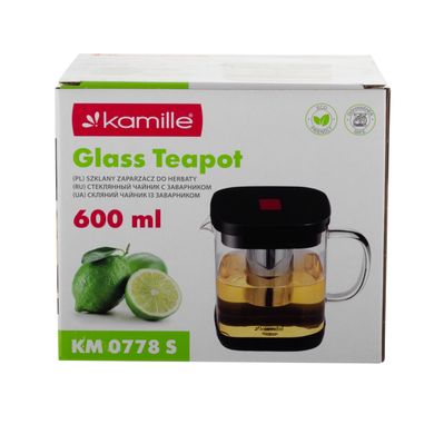 Скляний чайник для заварювання зі знімним ситечком Kamille KM-0778S - 600 мл