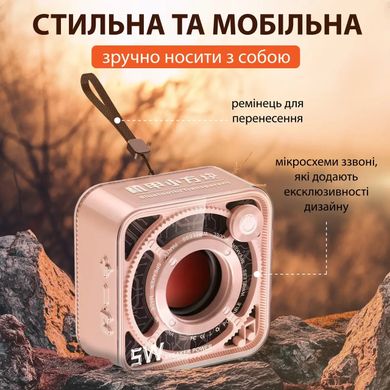Портативна міні-колонка Bluetooth 5 Вт акумуляторна/TF-картка Рожевий