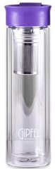 Пляшка для води з фільтром із боросилікатного скла GIPFEL MARTINO 8345 - 350 мл, бузковая