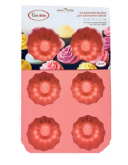 Силіконова форма для 6-ти кексів Con Brio CB-671 троянд, 23,8 х16х3, 7 см, Рожевий