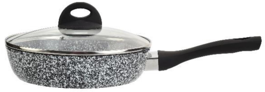 Сковорода з високими бортами та кришкою Edenberg EB-3438 — 24см, граніт