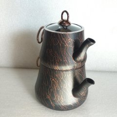 Двоярусний чайник із скляною кришкою OMS 8204-L - 1.2 л/2.5 л (бронзовий)