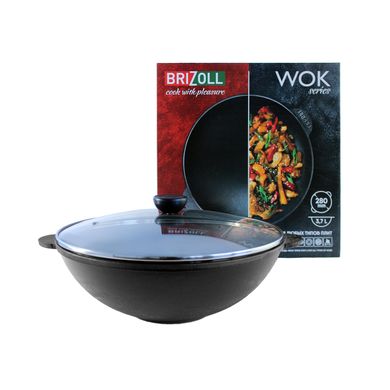 Чугунная сковорода WOK с крышкой 3,7 л Brizoll