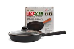 Сковорода чугунная с крышкой Optima-Black 220 х 40 мм Brizoll