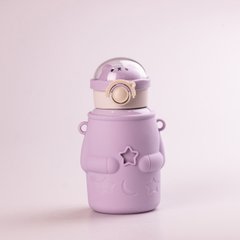 Термос детский с трубочкой и ремешком 500 мл из нержавеющей стали Фиолетовый