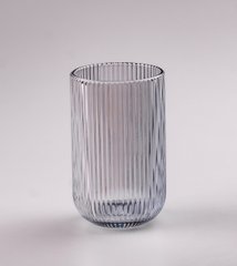 Склянка для напоїв висока фігурна прозора ребриста з товстого скла набір 6 шт Блакитний