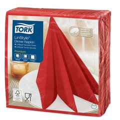 Серветки паперові Tork LinStyle Premium 478854 - 39x39см, 1-сл/50шт, червоний