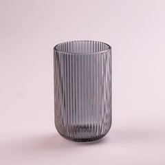 Склянка для напоїв висока фігурна прозора ребриста з товстого скла набір 6 шт Сірий