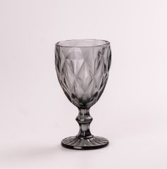 Бокал для вина фигурный граненый из толстого стекла набор 6 шт Серый