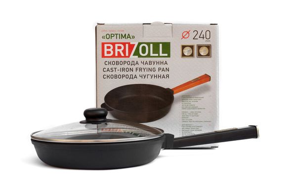 Сковорода чугунна з кришкою Optima-Black 240 х 40 мм Brizoll