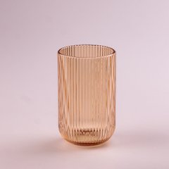 Склянка для напоїв висока фігурна прозора ребриста з товстого скла набір 6 шт Бурштиновий