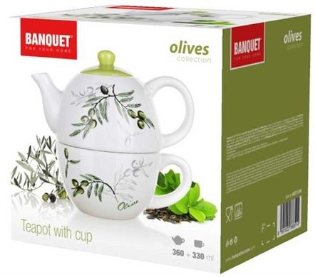 Чайник з чашкой Banquet Olives 60ZF1124OL - 330 мл