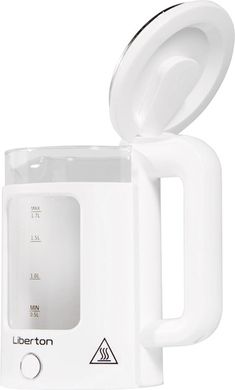 Чайник електричний двошаровий з LED-підсвічуванням LIBERTON LEK-6830 — білий, 1.7 л, 1500 Вт