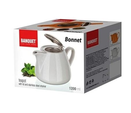 Чайник керамічний Banquet Bonnet 60GSSFYT138LW - 1,2 л, білий