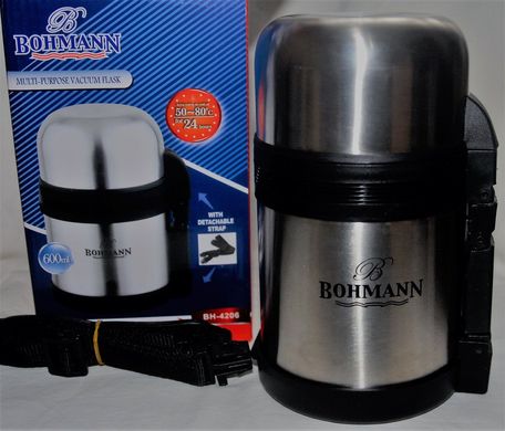 Термос Bohmann BH-4206 - 0.6 л, Металік