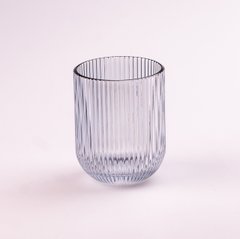Склянка для напоїв фігурна прозора ребриста з товстого скла набір 6 шт Блакитний