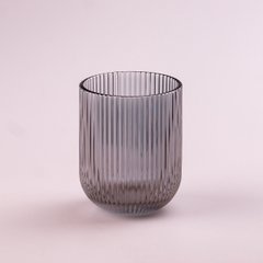 Склянка для напоїв фігурна прозора ребриста з товстого скла набір 6 шт Сірий