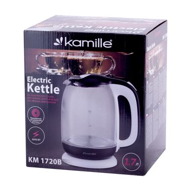 Чайник Kamille 1,7 л електричний з боросилікатного скла KM-1720B