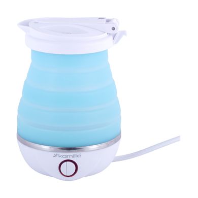 Чайник электрический Kamille силиконовый 0,8л., голубой с белым KM-1724