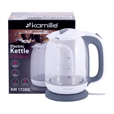 Чайник Kamille 1,7 л електричний з боросилікатного скла KM-1720G