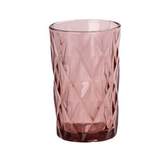 Склянка для напоїв висока гранована з товстого скла набір 6 шт Рожевий
