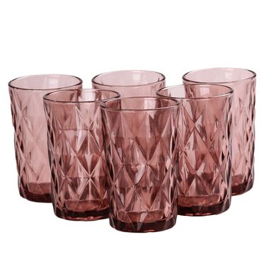 Стакан для напитков - набор 6 штук 🥤 гранëный стакан 300 мл Розовый