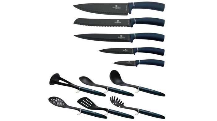 Набір кухонних речей та ножів з підставкою Berlinger Haus Metallic Line Aquamarine Edition BH 2547 — 13 предметів