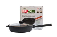 Сковорода чугунна з кришкою Optima-Black 260 х 60 мм Brizoll