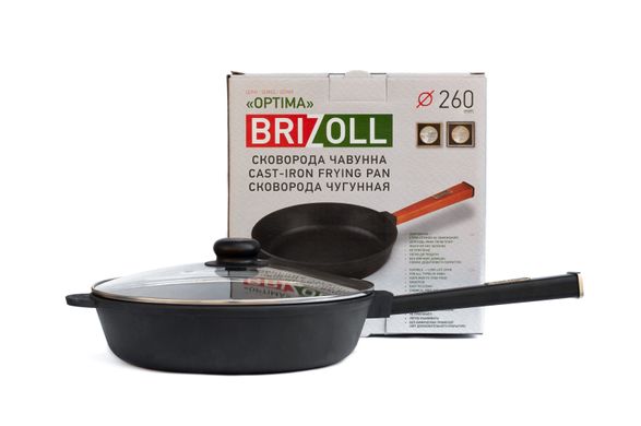 Сковорода чугунна з кришкою Optima-Black 260 х 60 мм Brizoll